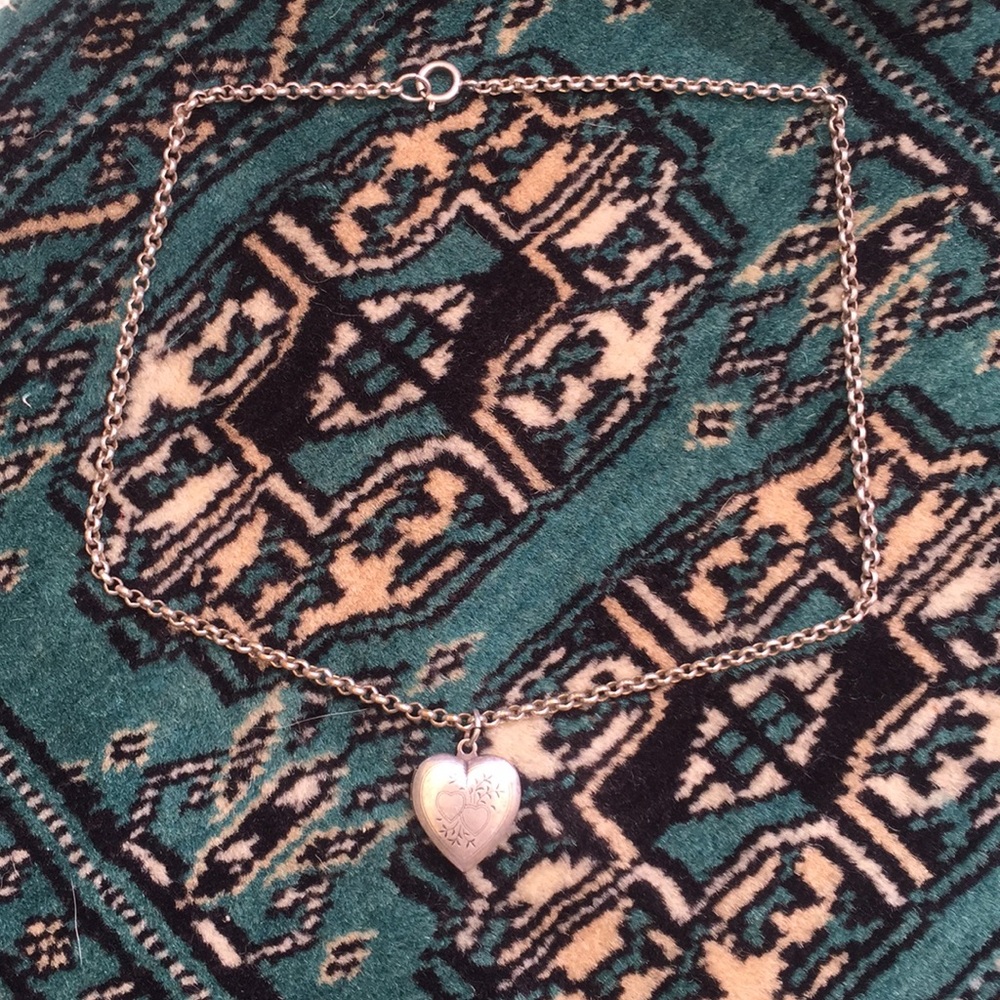 Vintage silver locket pendant with chain